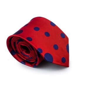 N&G Executive Polka Necktie - Red and Navy Blue