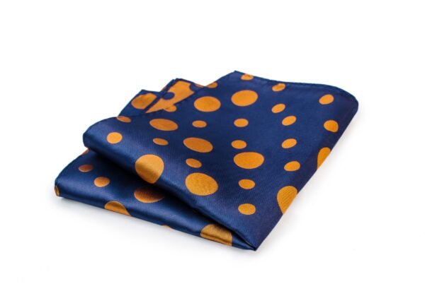 N&G Reversible Executive Polka Pocket Square - Navy Blue and Rust