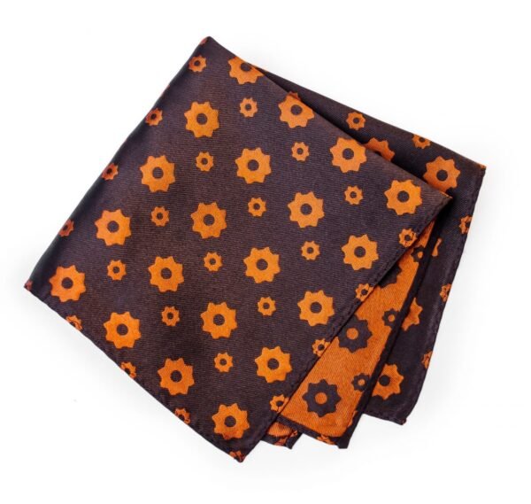 N&G Platinum Pocket Square - Brown and Orange N&G ESSENTIALS BOX - SET 32