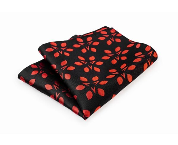 N&G Reversible Platinum Pocket Square - Black and Red