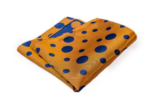 N&G Pocket Square-Orange-Blue 2 N&G Reversible Polka Pocket Square-Rust Orange and Blue