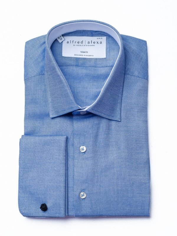 Oxford Blue Shirt - French Cuff - Alfred and Alexa Blue Oxford French Cuff Shirt